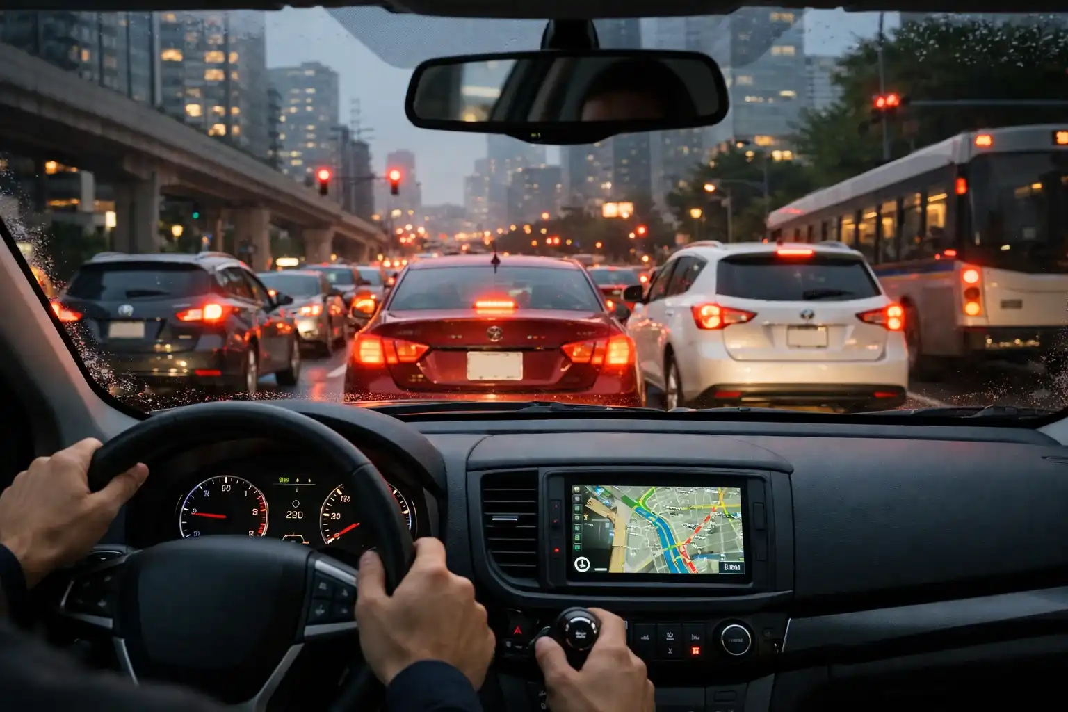 drive safely in heavy traffic