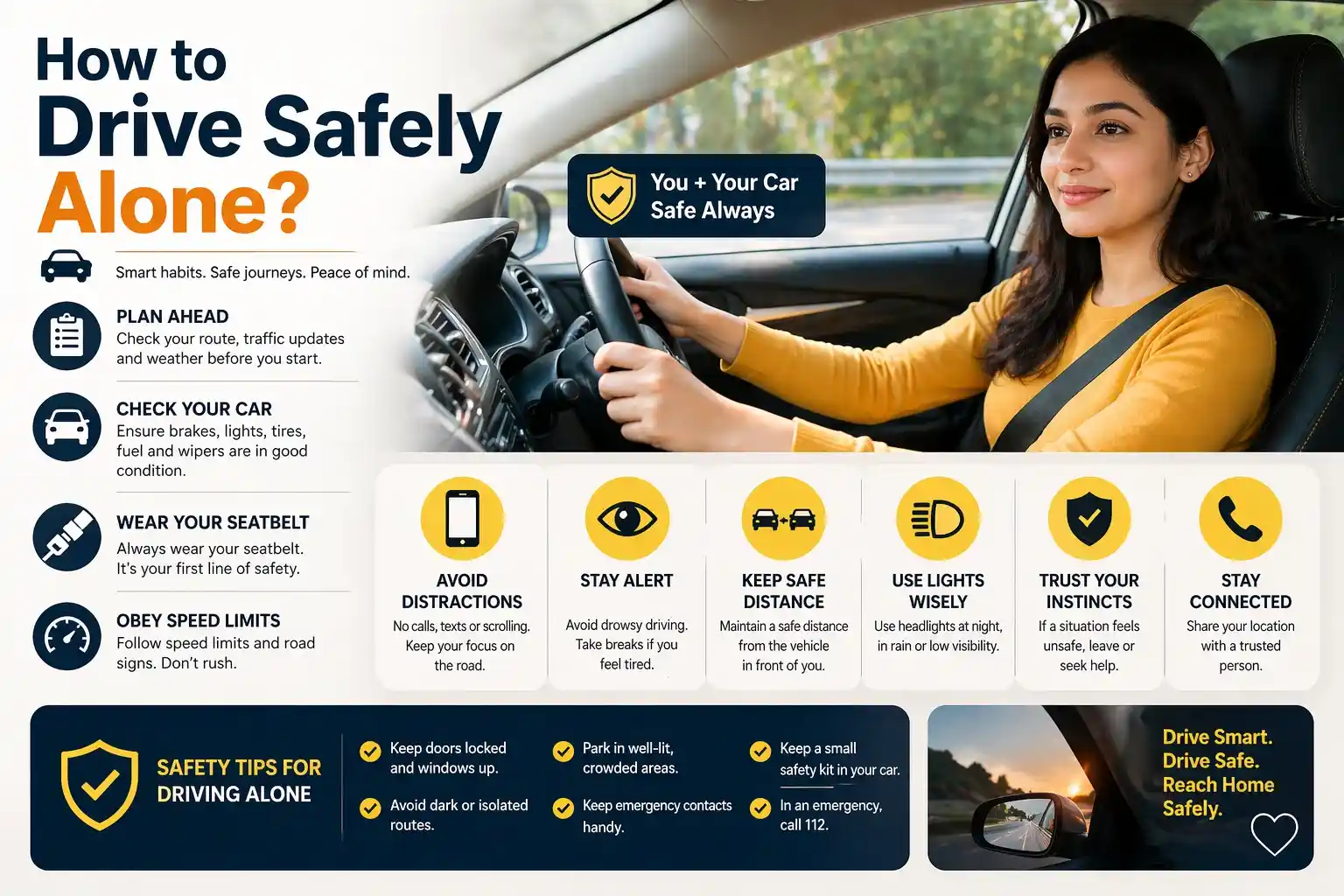 how to drive safely alone