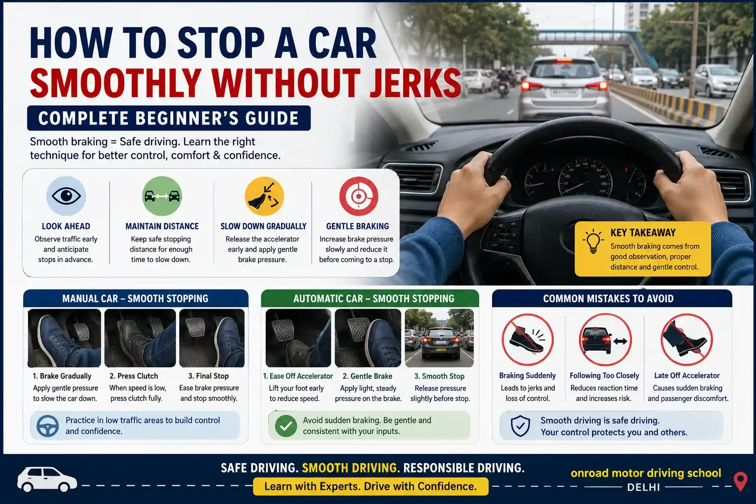 how to stop a car smoothly
