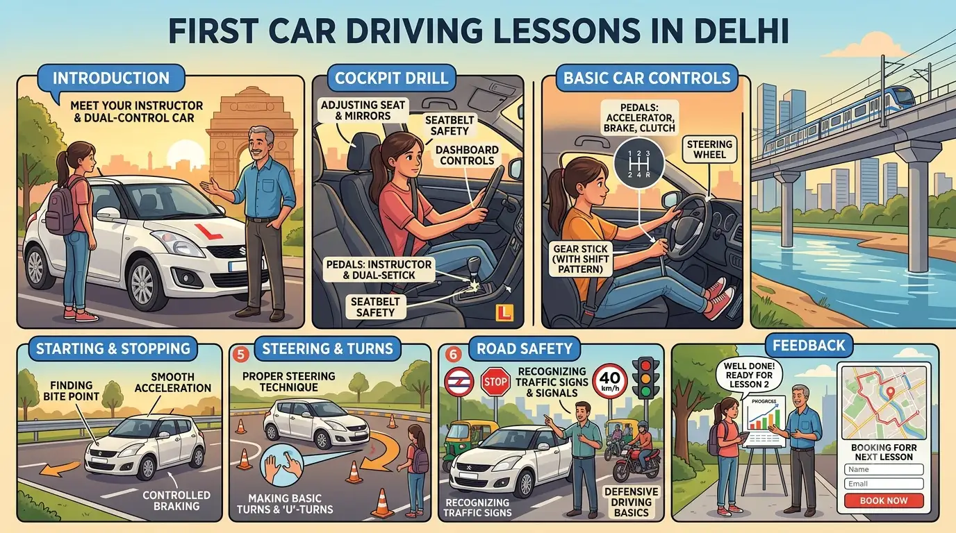 First Car Driving Lesson in Delhi